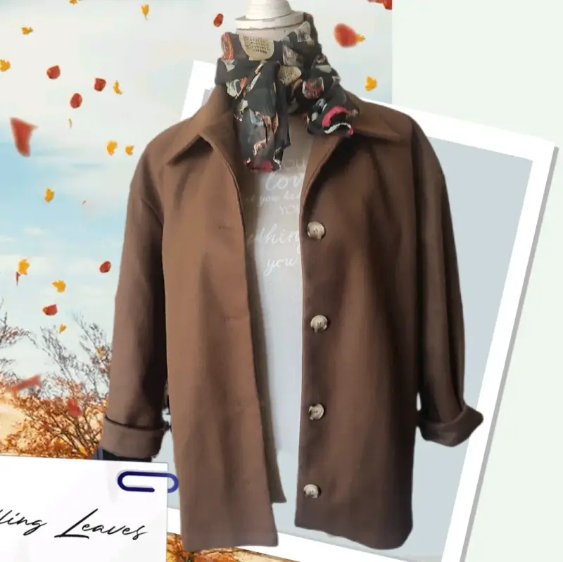 Chaqueta liviana café, mujer. - 1