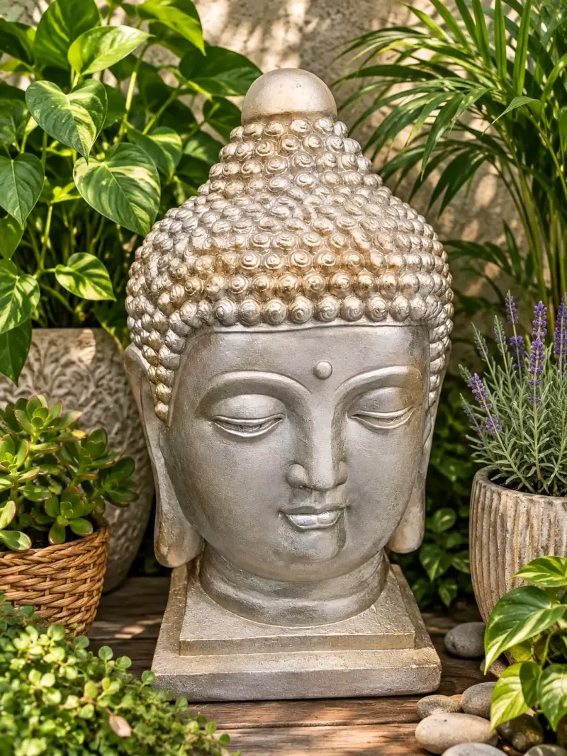 Escultura Decorativa Cabeza de Buda para Jardín