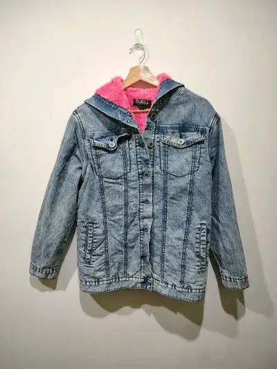 Chaqueta de mezclilla con forro rosa Thrill - miniatura 2