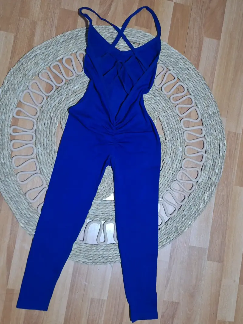 Enterito azul con tirantes cruzados para mujer - 1