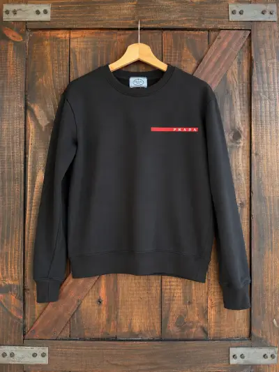 Polerón negro de algodón Prada unisex - miniatura 1