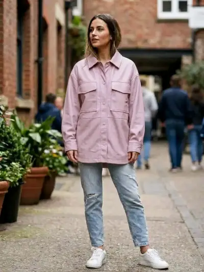 Chaqueta de cuero sintético palo rosa Zara - miniatura 6