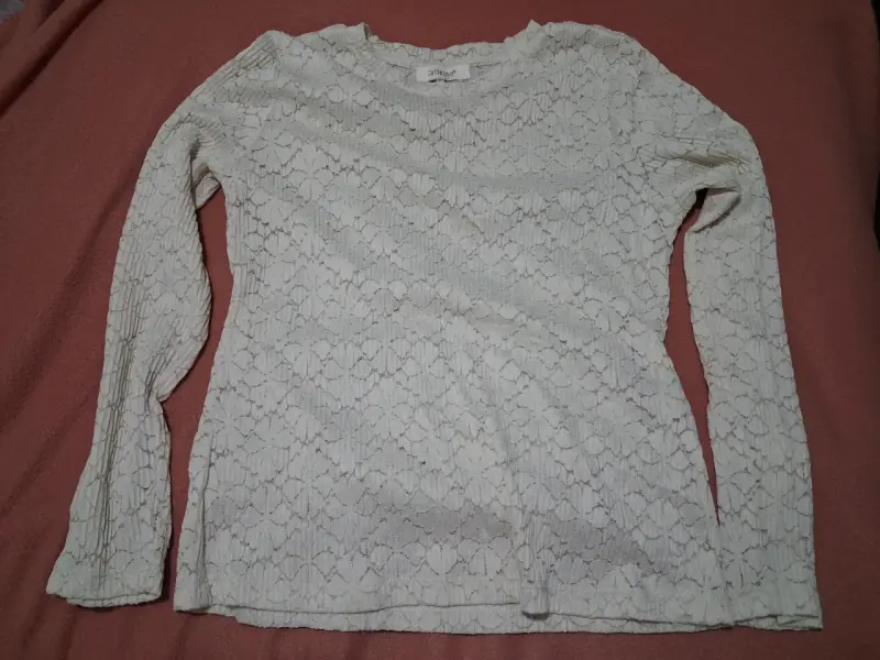 Polera de encaje blanca manga larga - 2