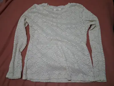 Polera de encaje blanca manga larga - miniatura 2