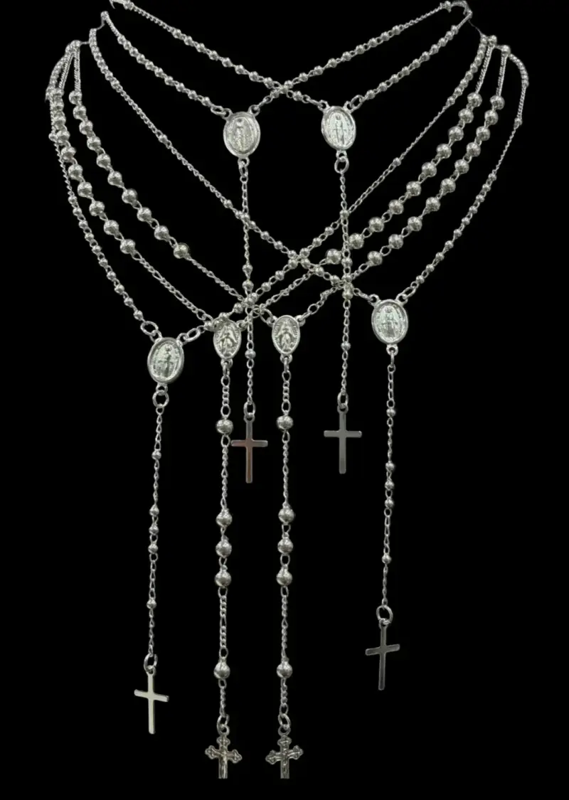 Collares de rosario en plata con cruces - 2