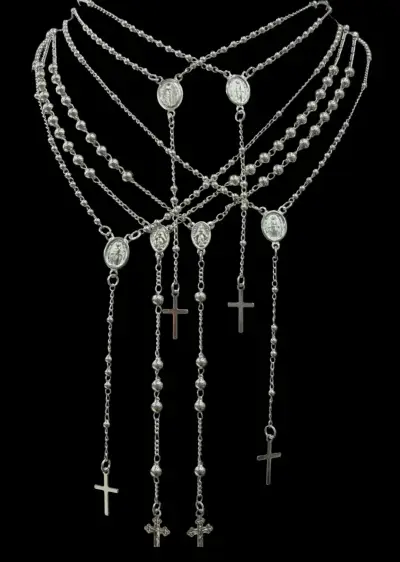 Collares de rosario en plata con cruces - miniatura 2