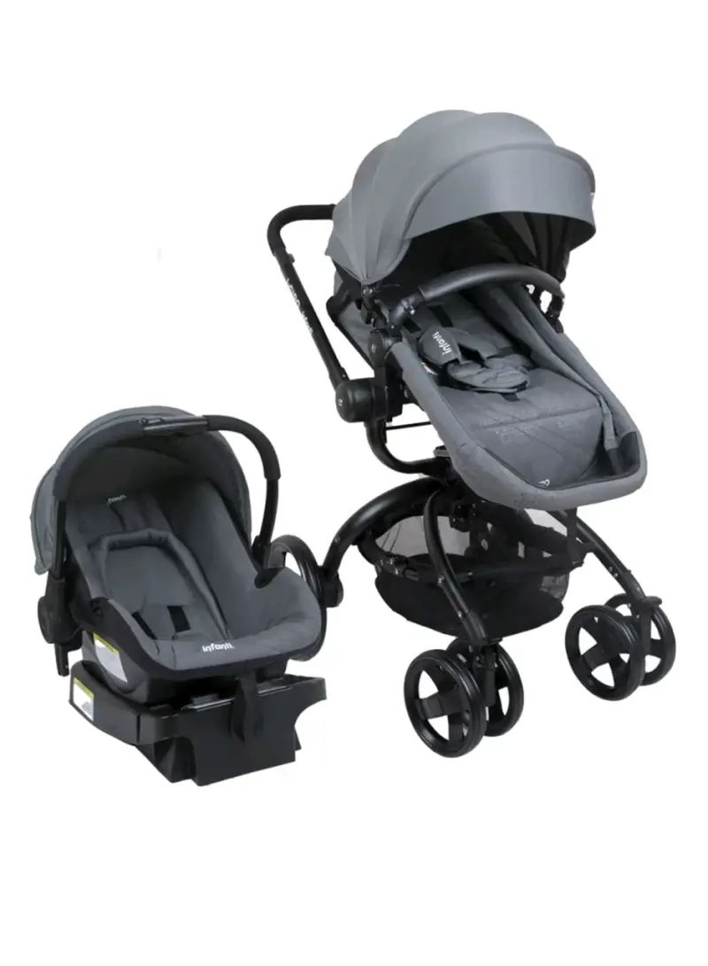 Coche de bebé Infanti gris con silla de auto