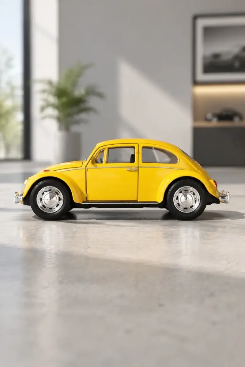 Modelo a escala Volkswagen Beetle amarillo