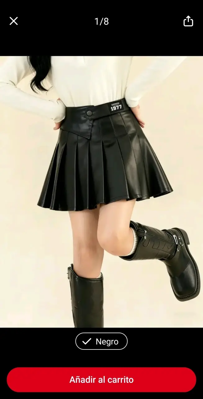 Falda corta niña talla 12 y xs negra y marrón. - 1