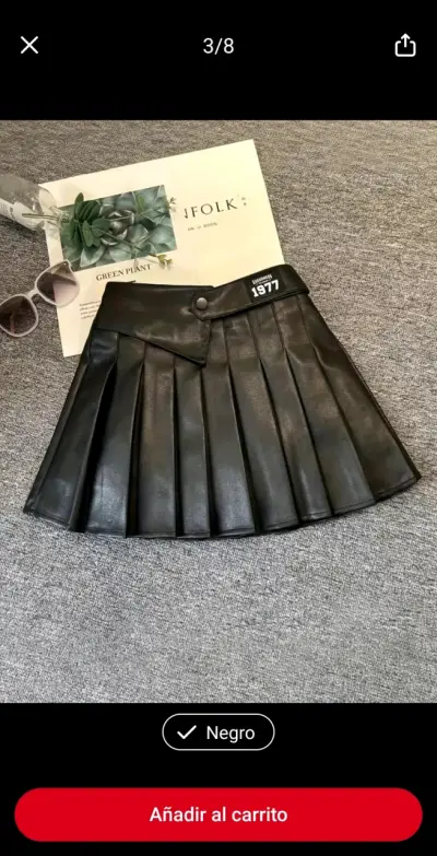 Falda corta niña talla 12 y xs  negra y marrón. - miniatura 2