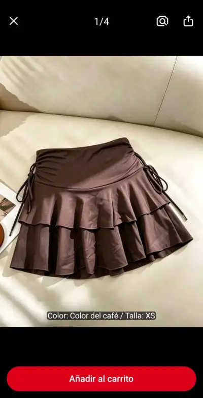 Falda corta niña talla 12 y xs  negra y marrón. - miniatura 5