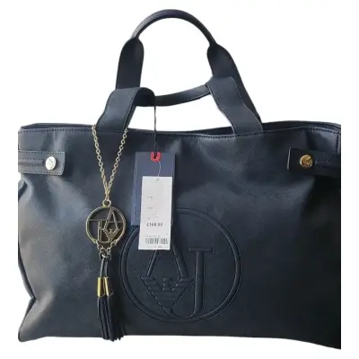 Bolso de mano azul marino con logo y colgante - miniatura 1