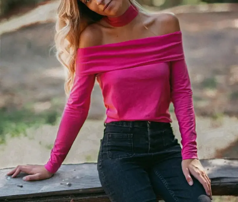 Top fucsia hombros descubiertos Raindoor - 1