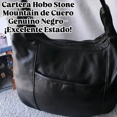 Cartera Hobo de Cuero Negro Stone Mountain - miniatura 1