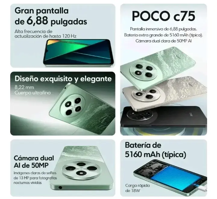 Smartphone POCO C75 con pantalla de 6,88 pulgadas - 1