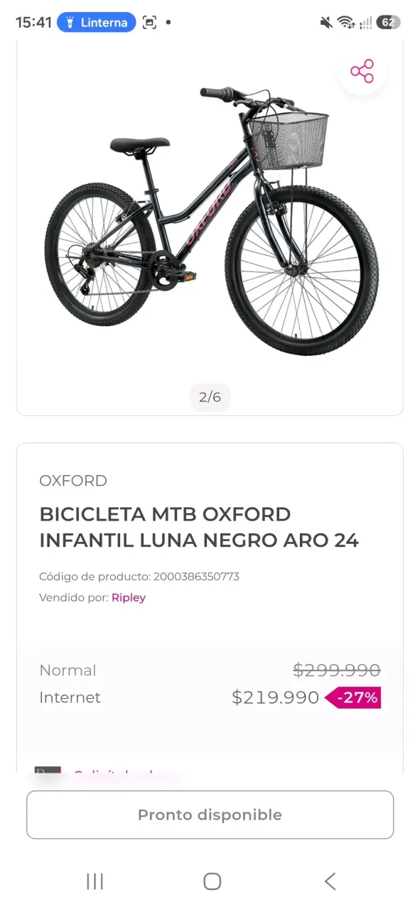 Bicicleta MTB Infantil Oxford Luna Negra Aro 24
