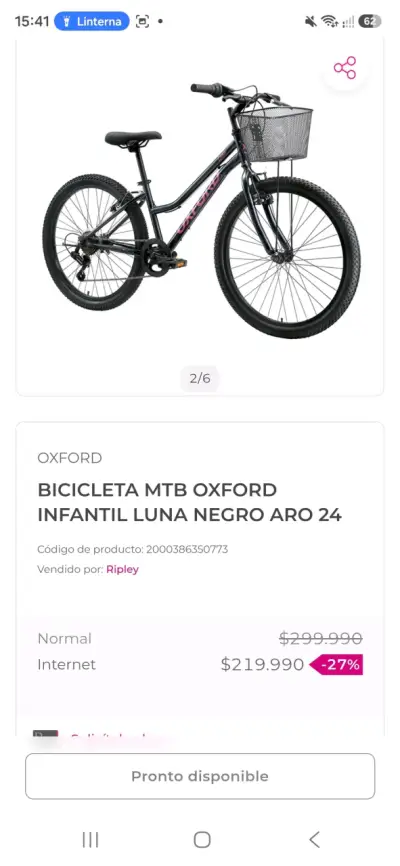 Bicicleta MTB Infantil Oxford Luna Negra Aro 24 - miniatura 1