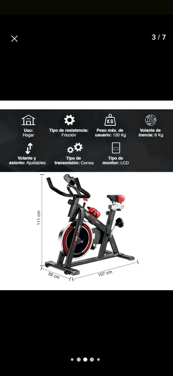 Bicicleta estática de spinning Kemling con ajuste de asiento - 3