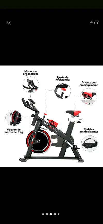 Bicicleta estática de spinning Kemling con ajuste de asiento - miniatura 6