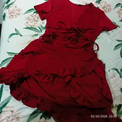 Vestido rojo con volantes Shein - miniatura 2