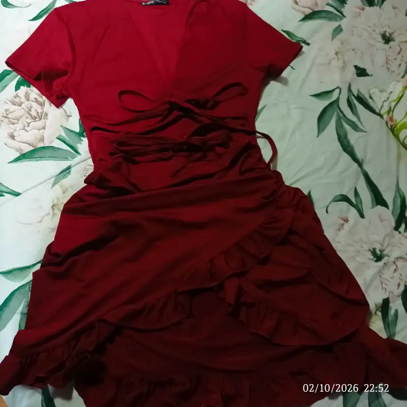 Vestido rojo con volantes Shein - 3