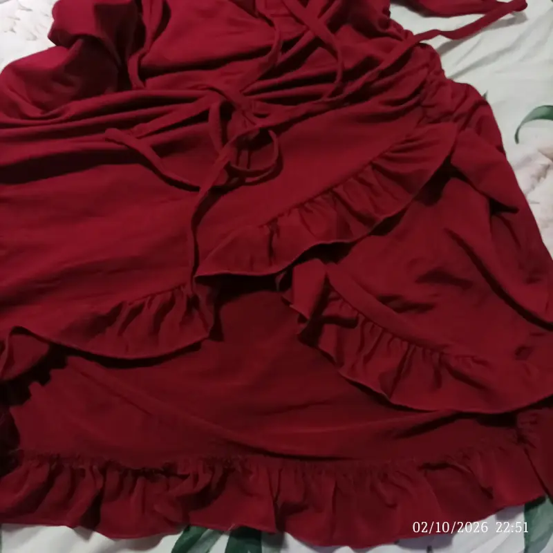 Vestido rojo con volantes Shein - 4