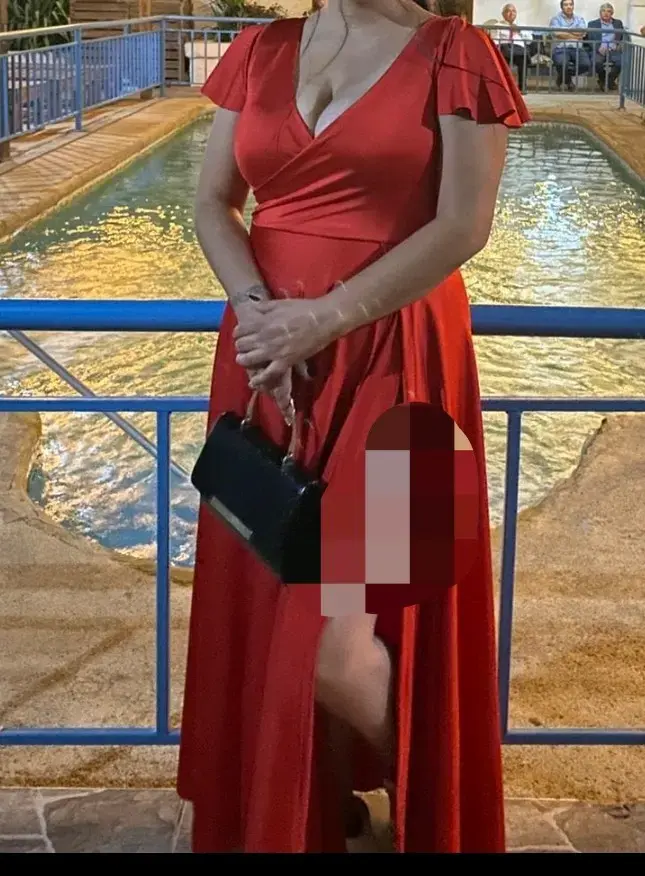 Vestido largo rojo elegante para mujer talla s.m.l