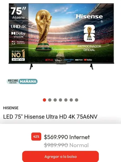 Televisor Hisense 75 pulgadas 4K UHD - miniatura 4