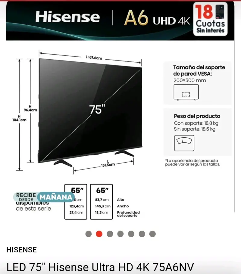 Televisor Hisense 75 pulgadas 4K UHD - 6