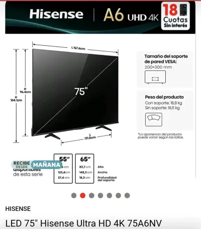 Televisor Hisense 75 pulgadas 4K UHD - miniatura 6