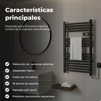 Calefactor de Toallas Verken Vesubio Negro - miniatura 3