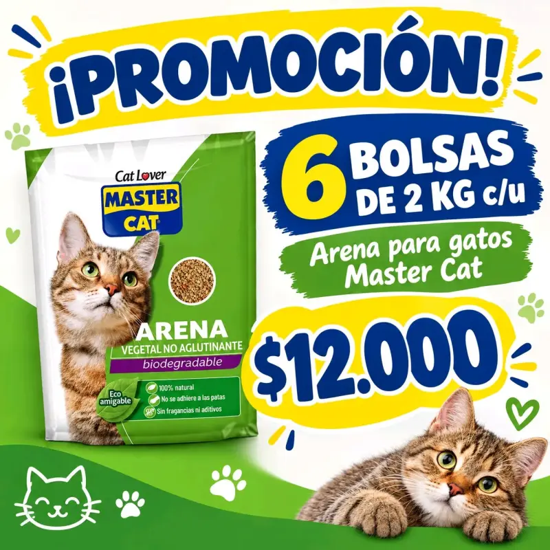 Arena Vegetal Biodegradable para Gatos Master Cat 2kg - 2