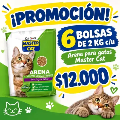 Arena Vegetal Biodegradable para Gatos Master Cat 2kg - miniatura 2