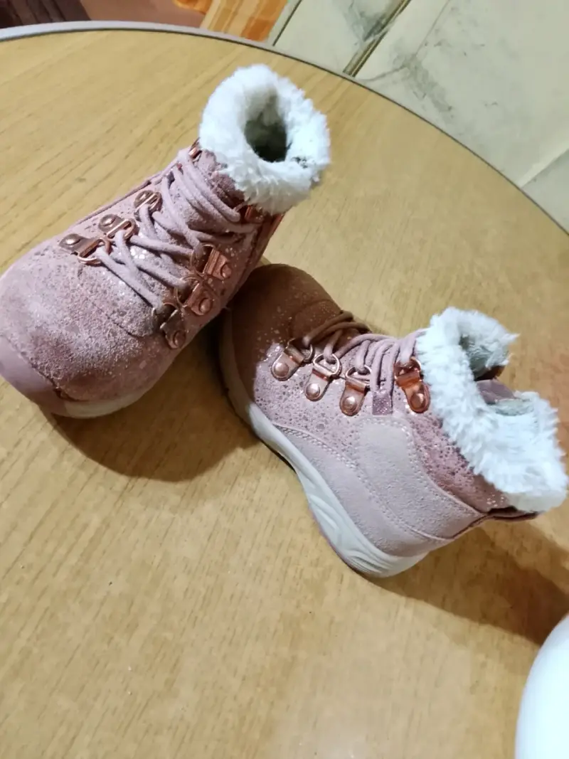 Botines de niña rosados con forro de peluche - 2