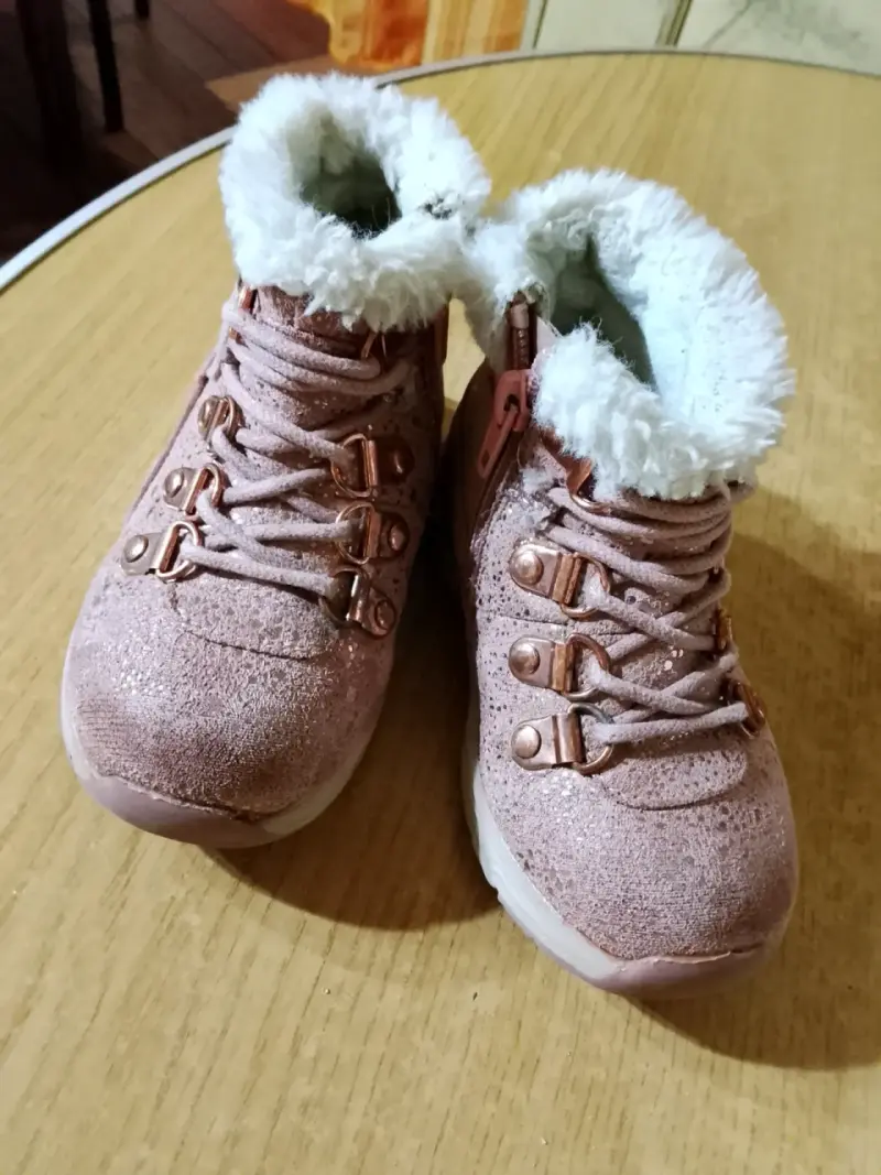 Botines de niña rosados con forro de peluche - 4