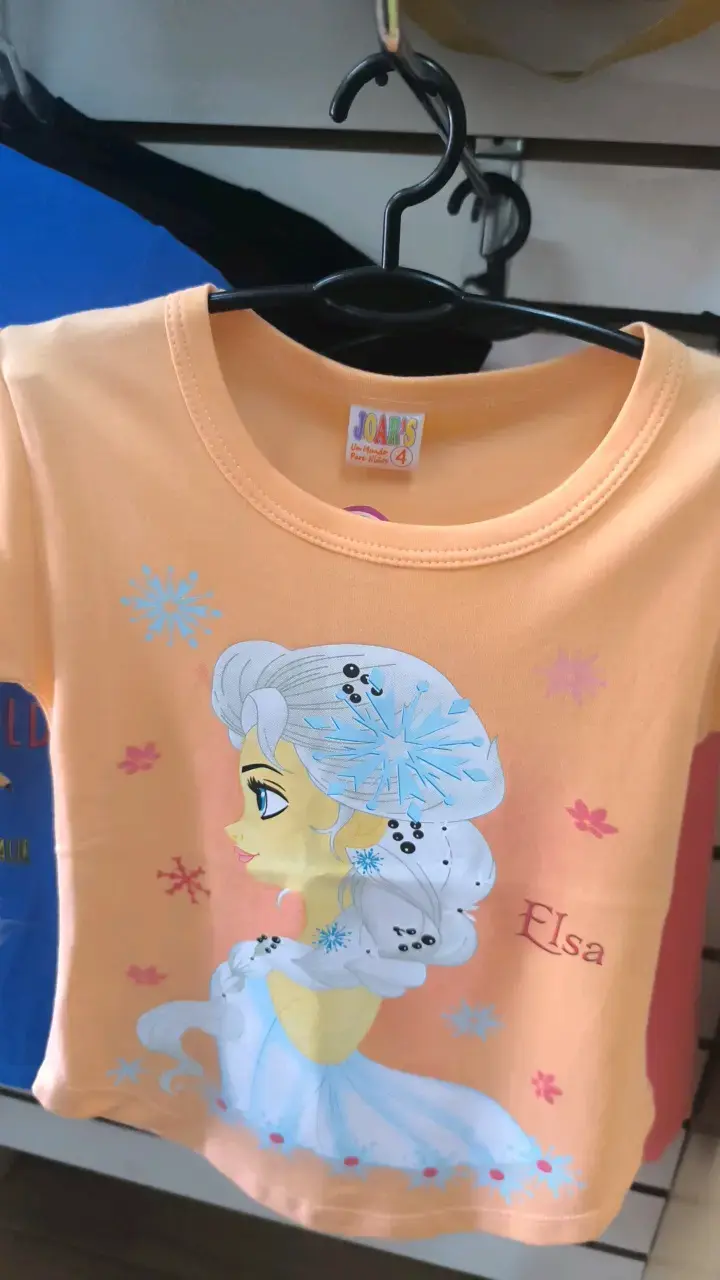Polera infantil Elsa Frozen color durazno