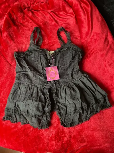 Blusa negra de encaje para mujer - miniatura 2