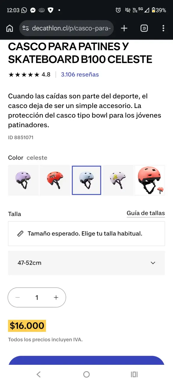 Kit protección patinaje/ciclismo/skate DECLATON - 5