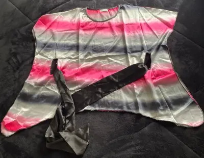 Blusa de seda multicolor con cinturón - miniatura 1