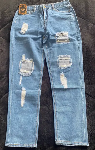 Jeans azules desgastados M&J para mujer - miniatura 1