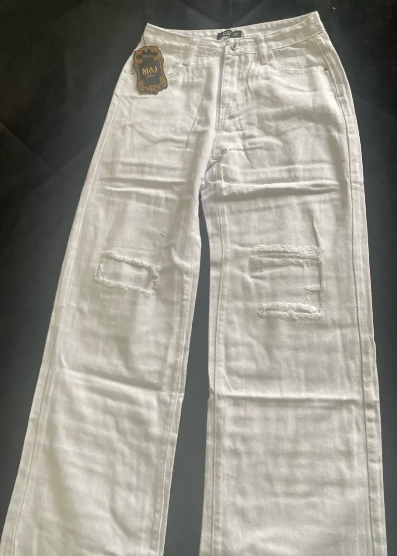Jeans blancos M&J con diseño rasgado - 3