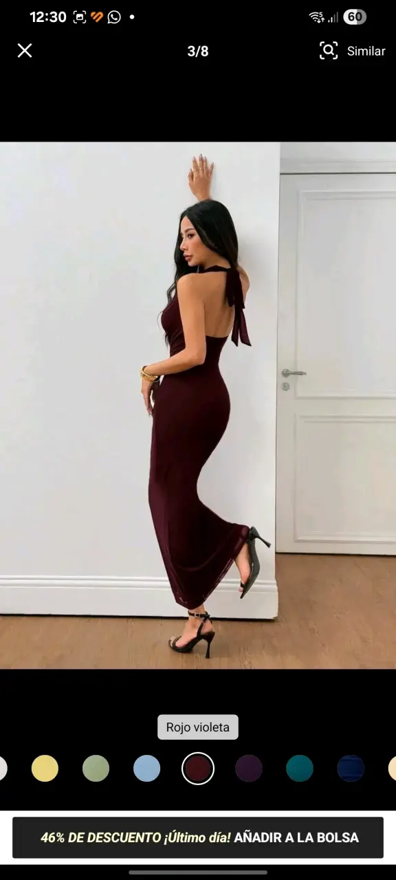 Vestido largo burdeo elegante talla M - 2
