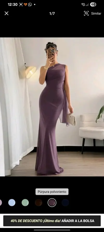 Vestido largo púrpura elegante Talla M - miniatura 1