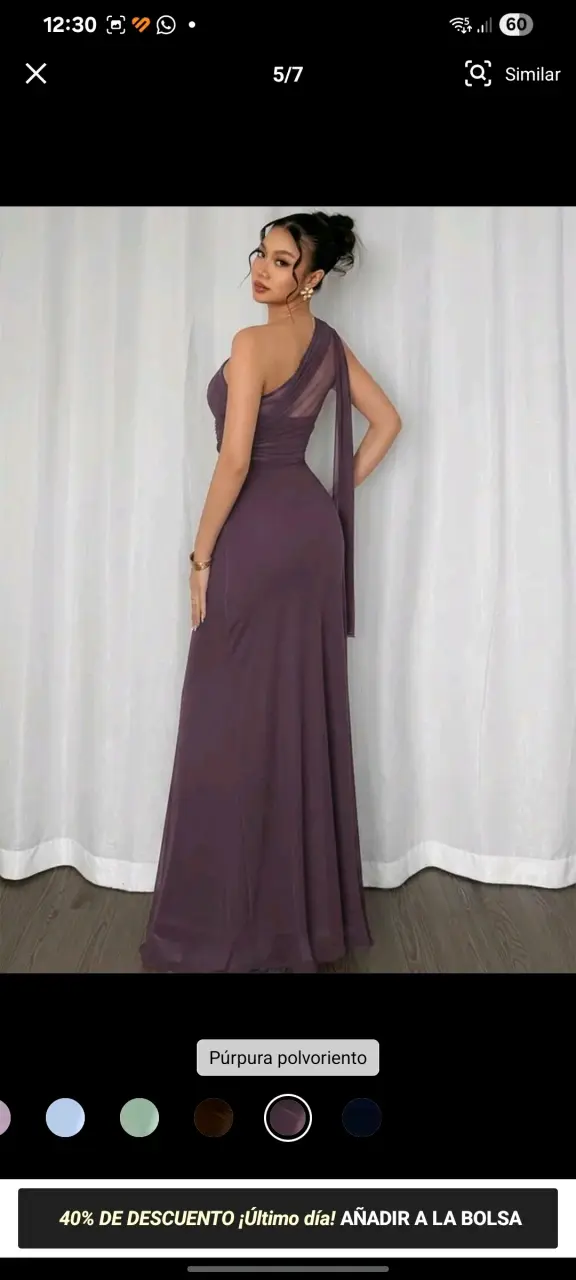 Vestido largo púrpura elegante Talla M - 2