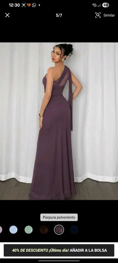 Vestido largo púrpura elegante Talla M - miniatura 2