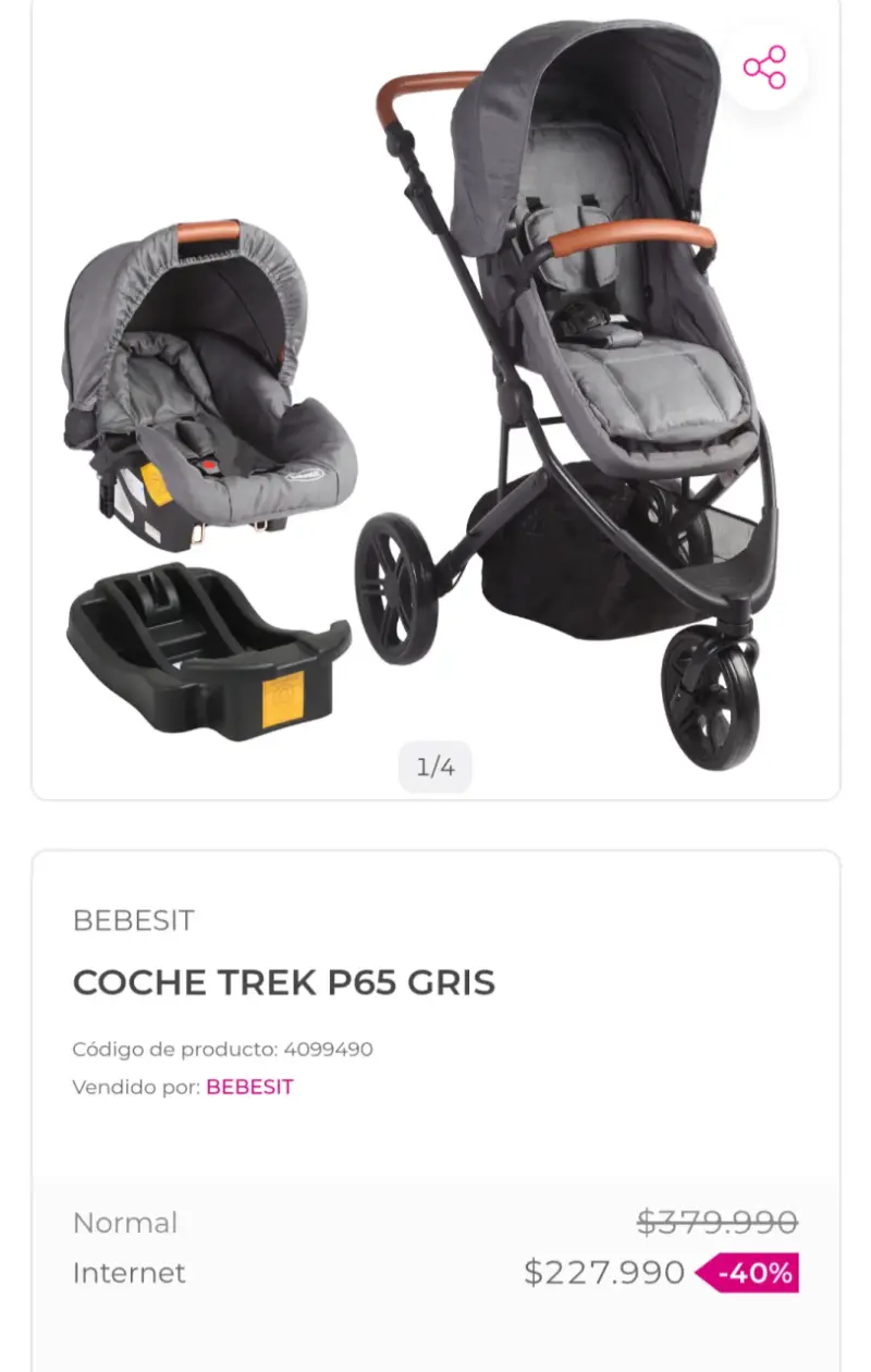 Coche para bebé Bebesit Trek P65 gris - 3
