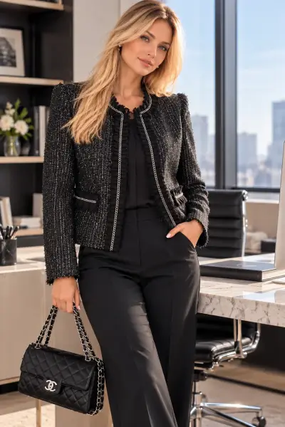 Chaqueta Tweed estilo Chanel - miniatura 1