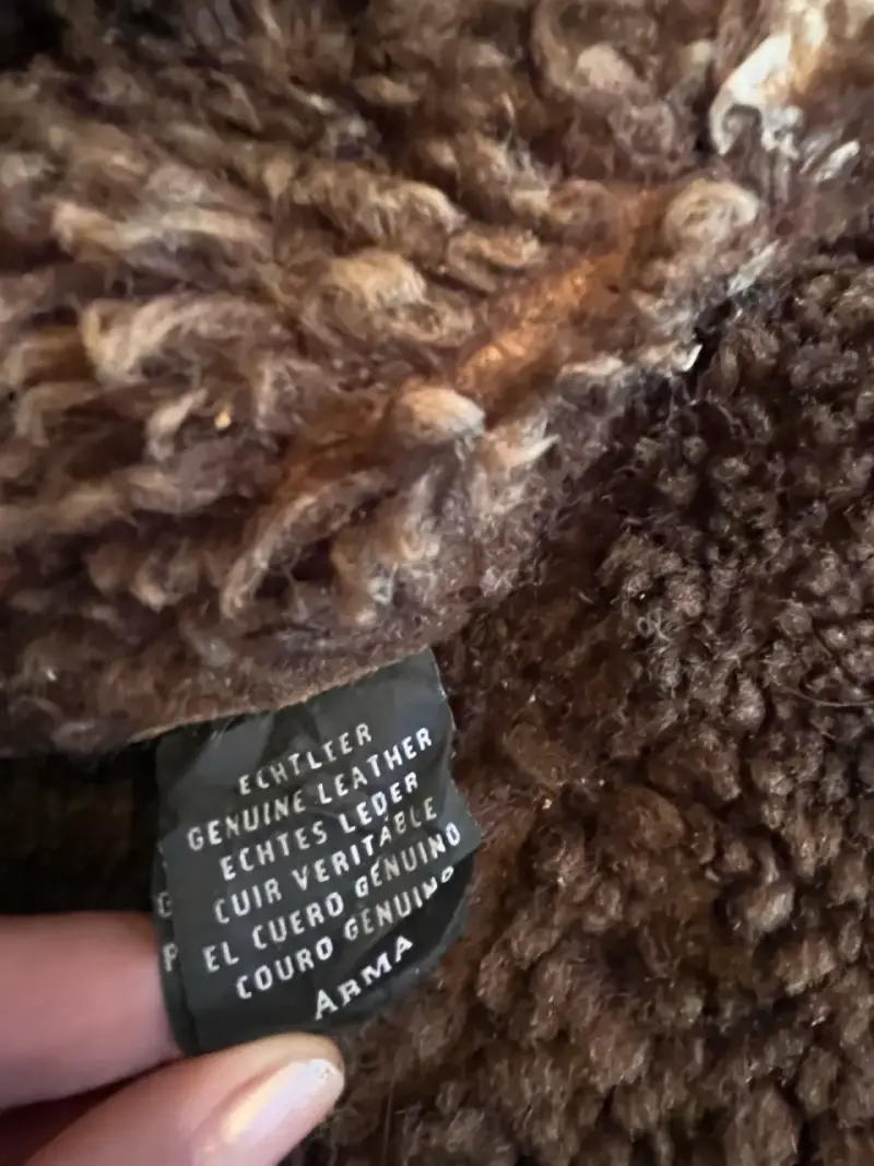 Chaqueta de cuero marrón con forro de lana - 3