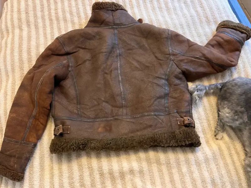 Chaqueta de cuero marrón con forro de lana - 6