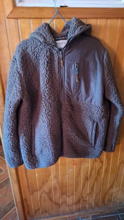 Chaqueta de lana con capucha Aussie gris - miniatura 1